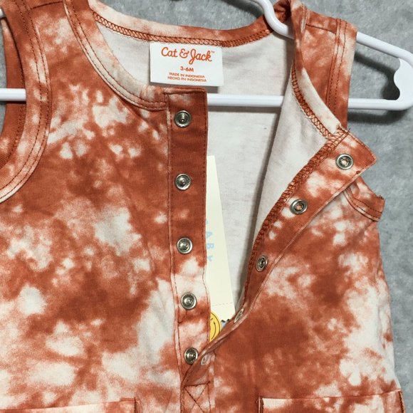Baby Cat and Jack 3-6 months Copper Tie Dye Henley Romper One Piece - Picture 4 of 7